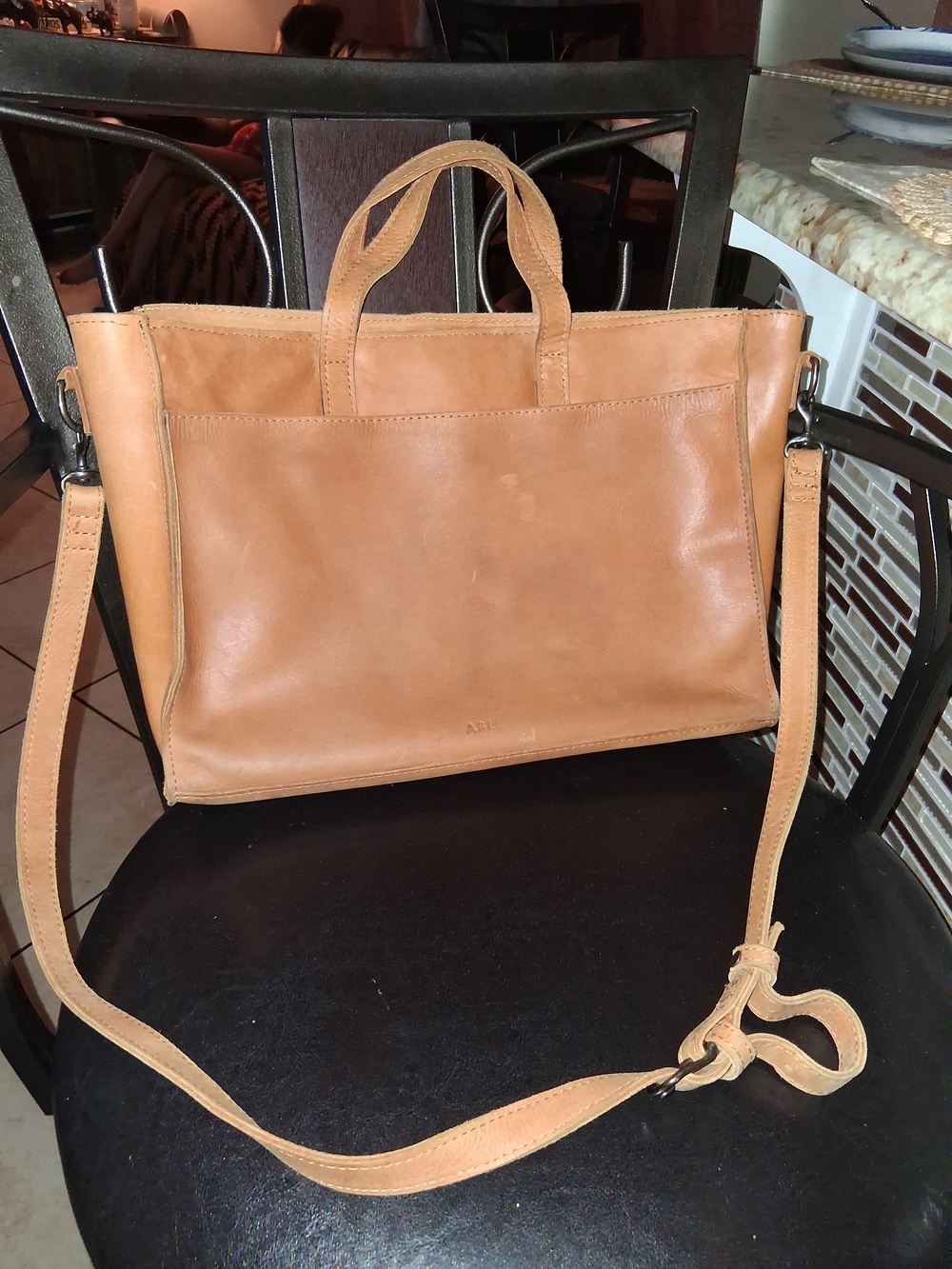 Able Handcrafted Leather Bag  with Leather Logo Patch
